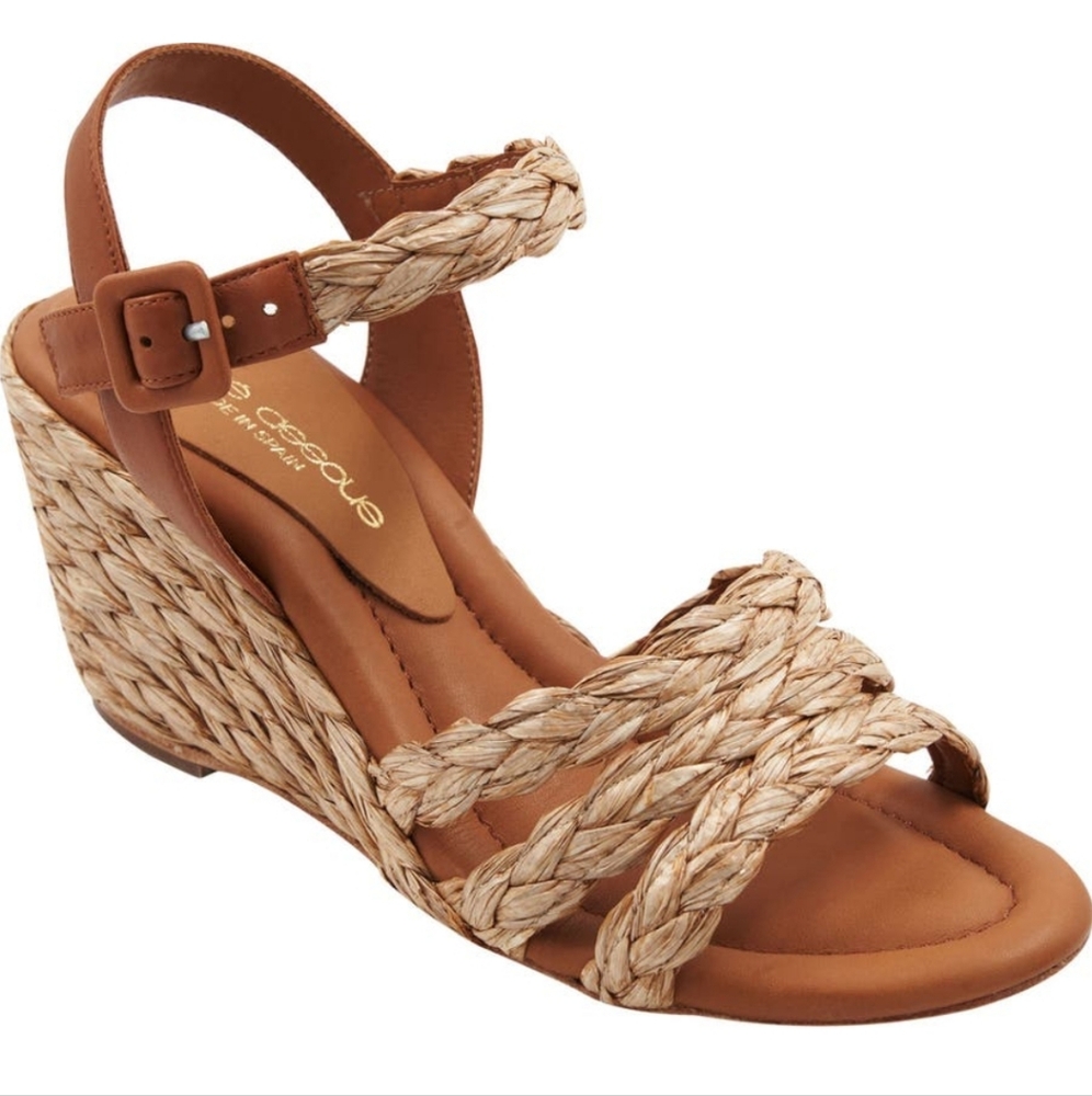 Andre Assous Milena Espadrille Wedge Sandal Designer Celebrity Luxury Leather 25